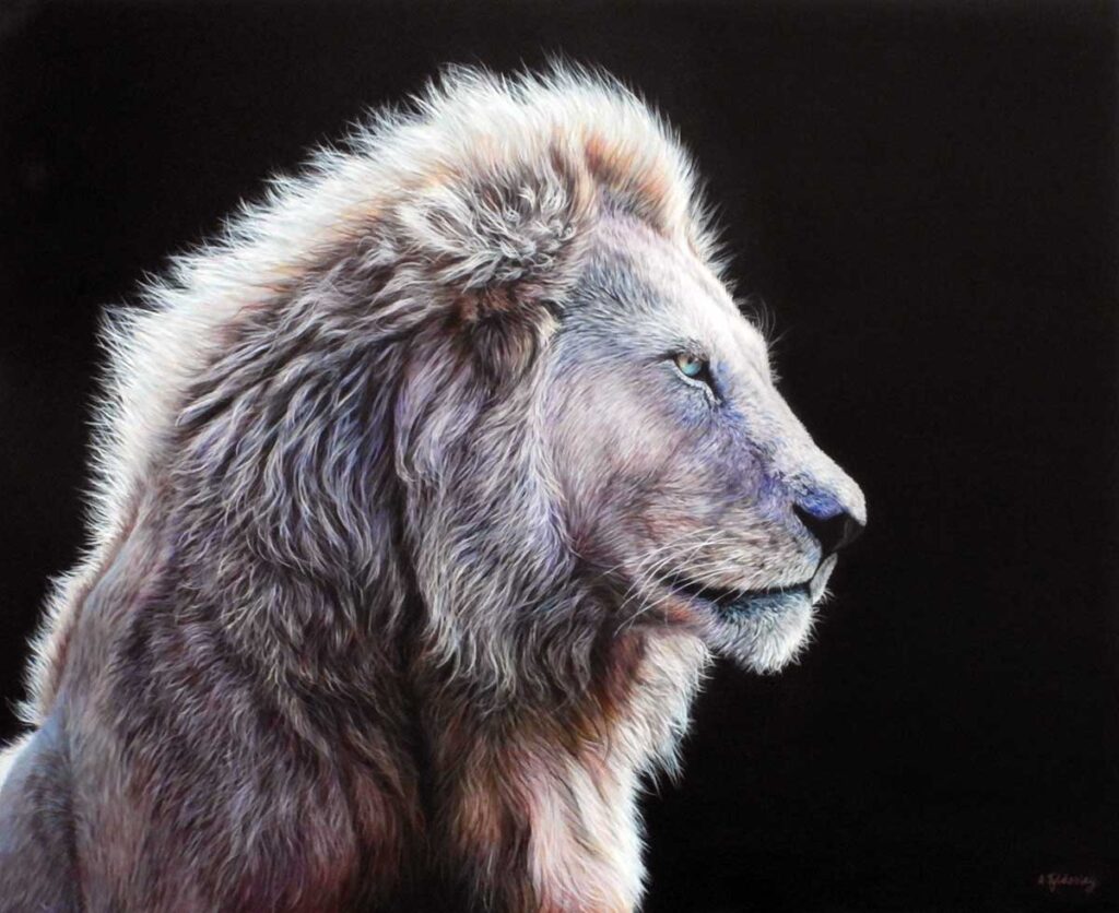 white lion painting by Amber Tyldesley