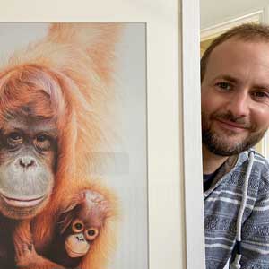 artist martin aveling with pencil drawing 