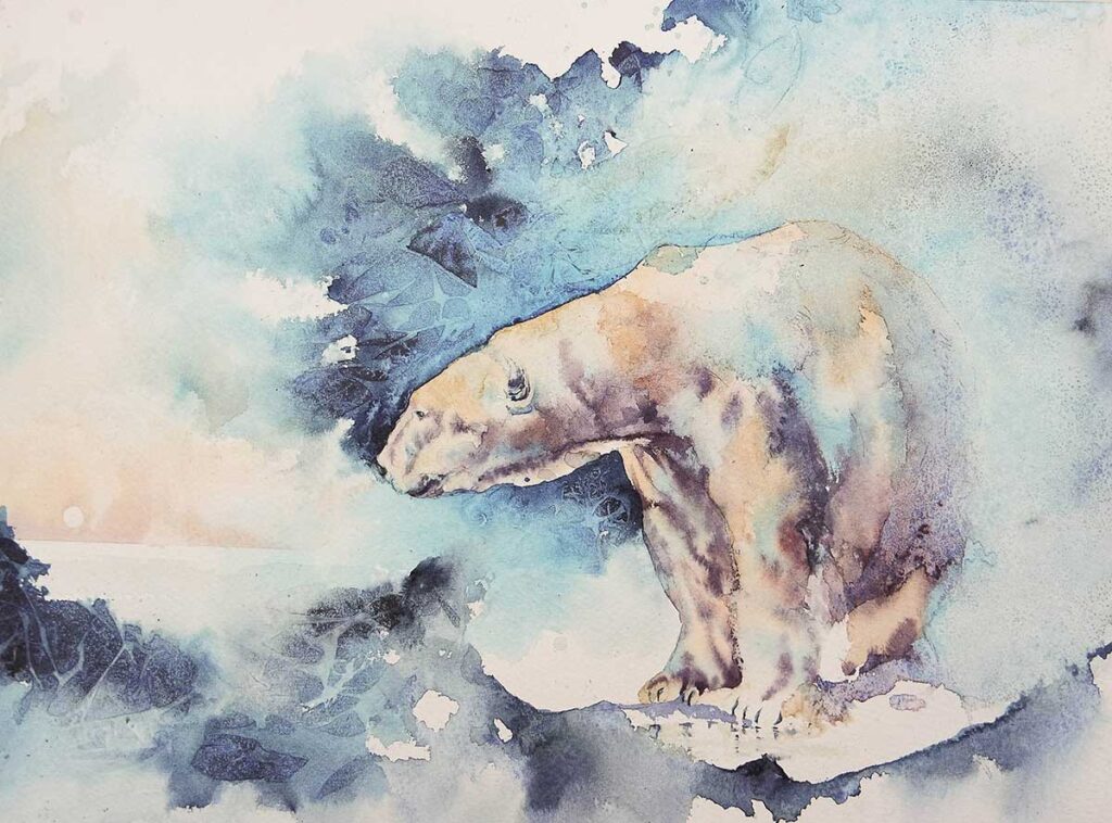 Polar Bear watercolour painting entry in Wildlife Artist of the Year 2020