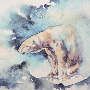 rachel toll watercolour painting of a polar bear
