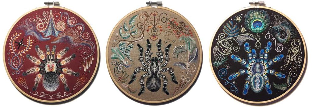 Spider embroidery entry in Wildlife Artist of the Year 2020