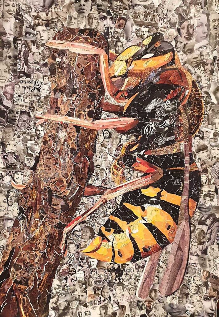 Wildlife Artist of the Year 2020 competition entry - Wasp Paper Collage