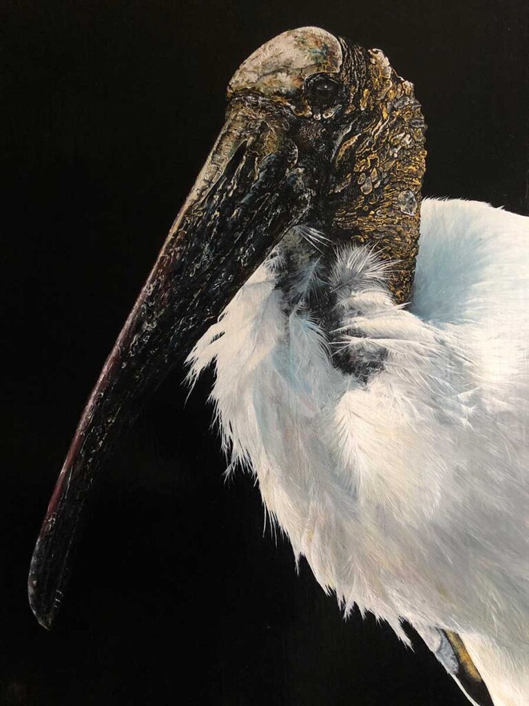 Wood Stork oil painting entry in Wildlife Artist of the Year 2020