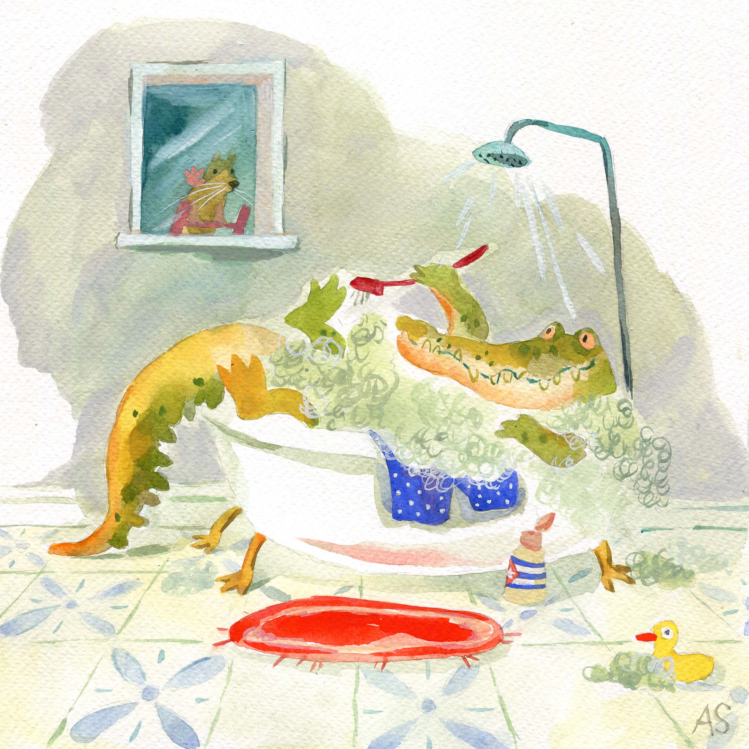Cuban Crocodile Taking a Bath